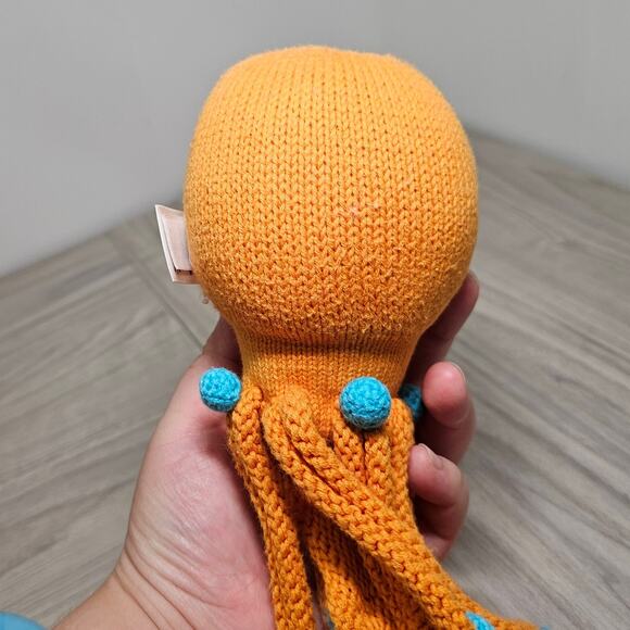 Hanna Andersson Knit Orange Octopus Plush Stuffed Toy Blue Kids Play Ocean Sea - Picture 4 of 6